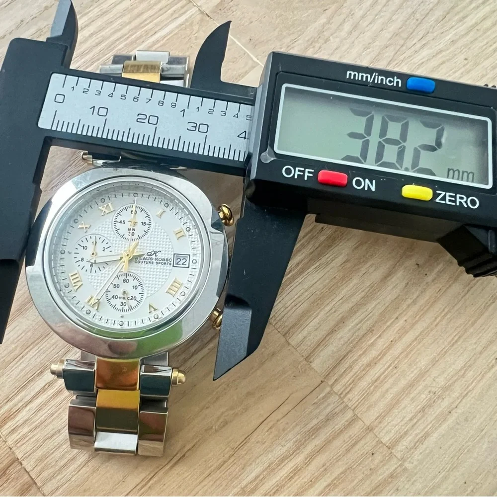 Klaus Kobec couture sports two tone chronograph dress watch NEW BATTERY